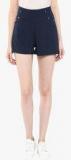 Calgari Navy Blue Solid Shorts women