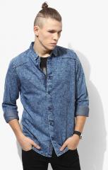 Calvin Klein Jeans Blue Washed Slim Fit Casual Shirt men