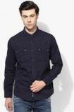 Calvin Klein Jeans Navy Blue Solid Slim Fit Casual Shirt men