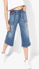 Camla Blue Solid Capri women