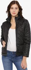 Campus Sutra Black Solid Sweat Jacket women