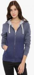 Campus Sutra Blue Solid Hoodie women