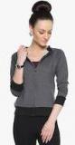 Campus Sutra Grey Solid Winter Jacket women