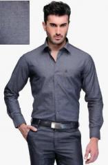 Canary London Grey Solid Slim Fit Formal Shirt men