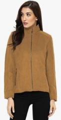 Cashewnut Brown Solid Winter Jacket women