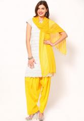 Castle Yellow Solid Salwar & Dupatta Sets