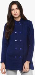 Cayman Blue Textured Winter Jacket women