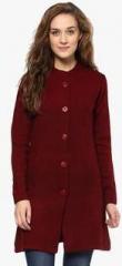 Cayman Maroon Coloured Solid Jacket women