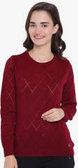 Cayman Maroon Self Design Sweater women