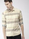 Celio Beige Slim Fit Checked Casual Shirt men