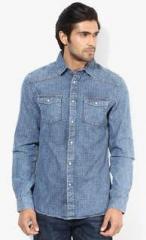 Celio Blue Slim Fit Casual Shirt men