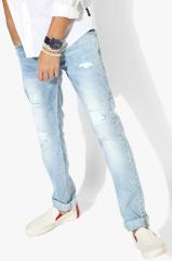 Celio Blue Slim Fit Mid Rise Mildly Distressed Stretchable Jeans men