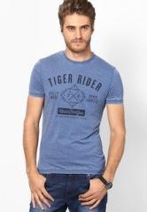 Celio Printed Blue Round Neck T Shirt men