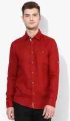 Celio Red Solid Regular Fit Casual Shirt men