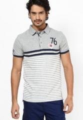 Celio Striped Grey Polo T Shirt men