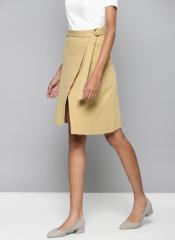 Chemistry Beige Solid A Line Wrap Around Skirt women