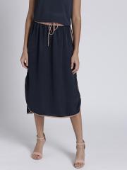 Chemistry Navy Blue Midi Straight Skirt