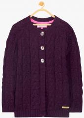 Cherry Crumble Burgundy Ribbed Cardigan girls