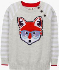 Cherry Crumble Grey Self Design Pullover girls