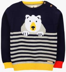 Cherry Crumble Navy Blue Self Design Pullover girls