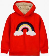 Cherry Crumble Red Solid Hooded Sweatshirt girls