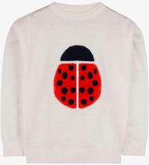 Cherry Crumble White Self Design Pullover girls