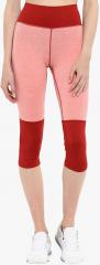 Chkokko Red Peach Colourblocked Skinny Fit Capri women