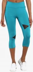 Chkokko Turquoise Blue Solid Skinny Fit Capri women