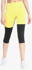 Chkokko Yellow Colourblocked Skinny Fit Capri women