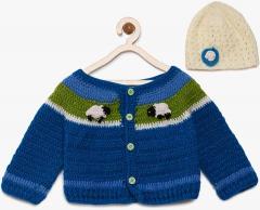 Chutput Blue Self Design Cardigan girls