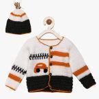 Chutput White Self Design Cardigan Girls