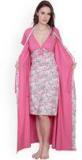 Claura Pink Printed Nightdress With Robe women