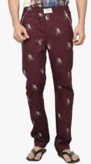 Clickroo Maroon Printed Pyjama men