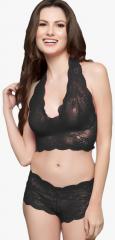 Clovia Black Embroidered Lingerie Set women