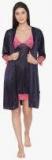 Clovia Navy Blue Embroidered Nightwear Women