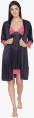 Clovia Navy Blue Embroidered Nightwear women