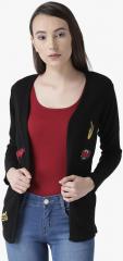 Club York Black Self Design Sweater women