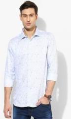 Code By Lifestyle Blue Printed Slim Fit Casual Shirt men