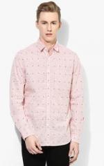 Code By Lifestyle Pink Striped Slim Fit Casual Shirt men