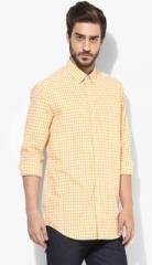 Colorplus Orange Checked Slim Fit Casual Shirt men