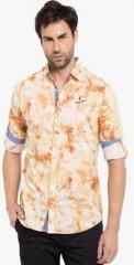 Copperstone Yellow Printed Casual Shirt men