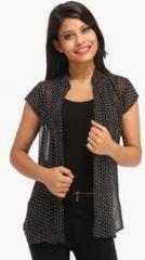 Cottinfab Black Printed Shrug women