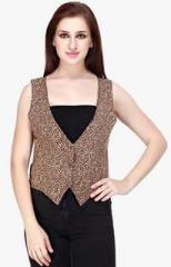 Cottinfab Brown Printed Summer Jacket women