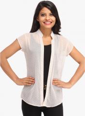 Cottinfab White Printed Shrug women