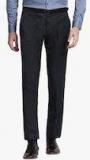 Crocodile Navy Blue Solid Slim Fit Formal Trouser men