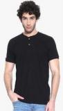 Cult Fiction Black Solid Henley T Shirt men