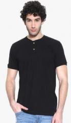 Cult Fiction Black Solid Henley T Shirt men