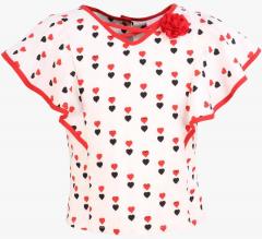 Cutecumber Cream Printed Casual Top girls