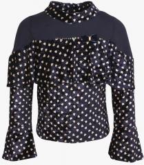 Cutecumber Navy Blue Printed Party Top girls