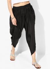 De Moza Black Solid Regular Fit Dhoti Pants women